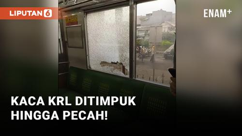 VIDEO: Keji! Orang Tak Dikenal Lempar Batu Ke Kaca KRL Hingga Pecah