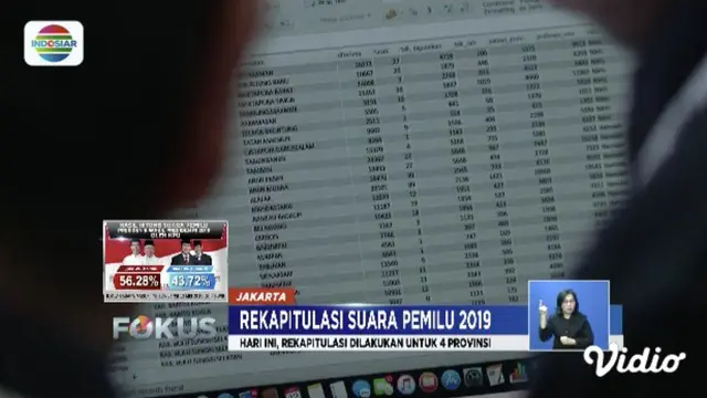 KPU telah selesai merekapitulasi suara Pemilu 2019 di Bali, Bangka Belitung, Kalimantan Utara, Kalimantan Tengah, Kalimantan Selatan, Kalimantan Barat, Gorontalo, dan Bengkulu.
