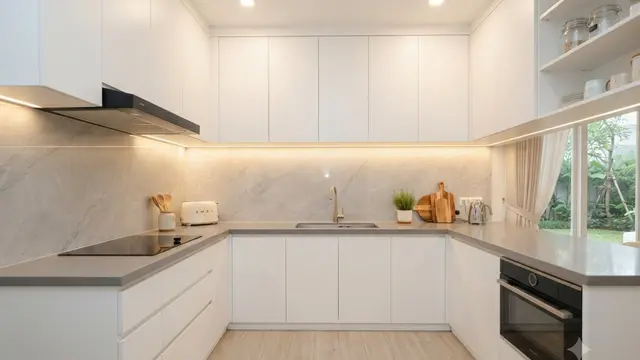Kombinasi Warna Kitchen Set dan Backsplash yang Elegan