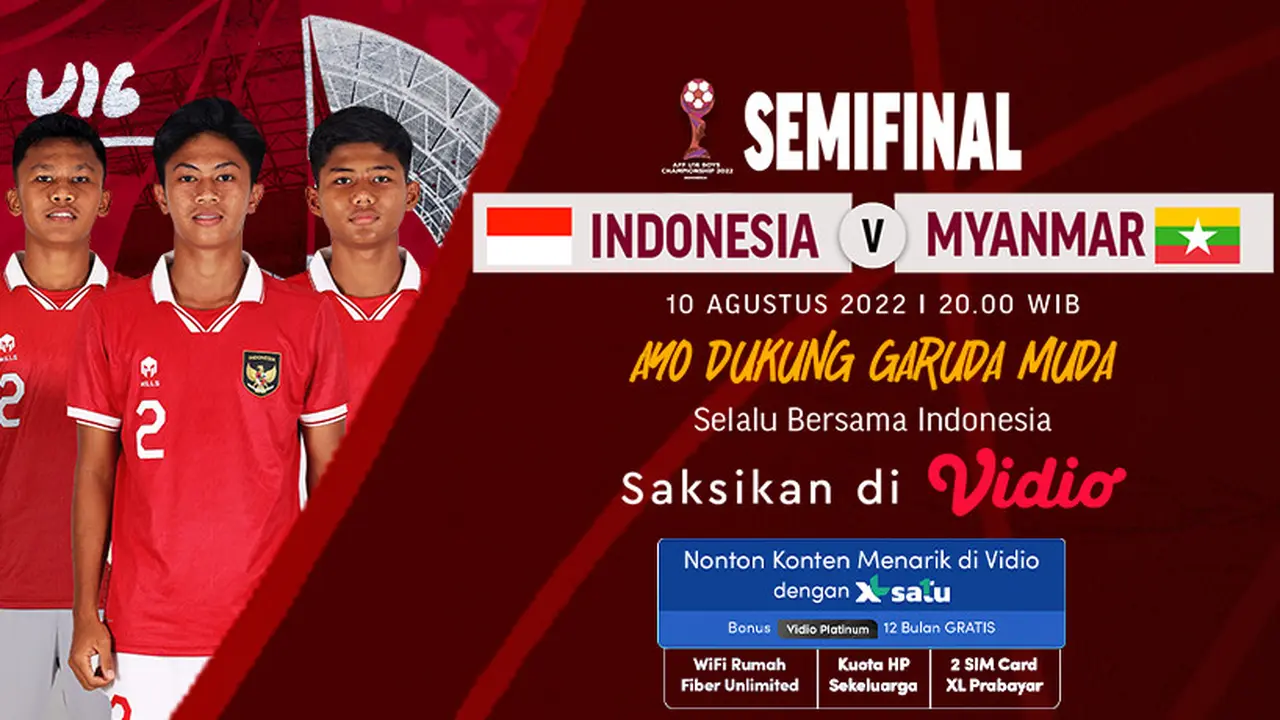 Tonton Live Streaming Semifinal Timnas Indonesia Vs Myanmar Piala AFF U-16 2022 di Vidio