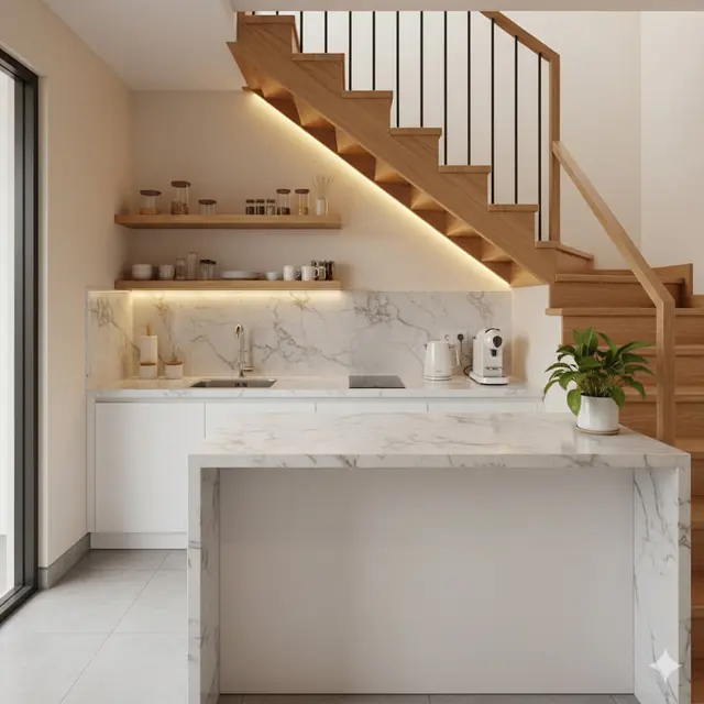 Inspirasi Dapur Bawah Tangga untuk Rumah Sempit 2 Lantai. Gemini