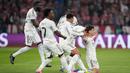 Kekalahan ini menjadi pukulan telak bagi Real Madrid yang harus angkat koper di babak perempat final, hanya kedua kalinya dalam 14 edisi terakhir mereka gagal melangkah lebih jauh. (AP Photo/Matthias Schrader)