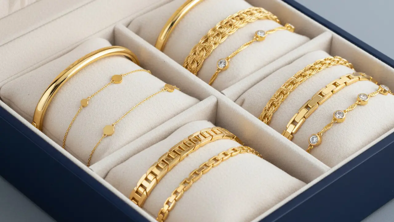 Model Gelang Emas 10 Gram 18 Karat Simpel yang Cocok Ibu Bekerja. Gemini