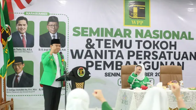 Plt (Pelaksana Tugas(Plt) Ketua Umum Partai Persatuan Pembangunan (PPP) Muhamad Mardiono membuka kegiatan seminar nasional sekaligus temu tokoh Wanita Persatuan Pembangunan (WPP). (Istimewa)