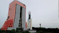Unit peluncur roket GSLV MarkIII-M1 untuk misi Chandrayaan-2 India ke bulan. (Department of Space/Indian Space Research Organization)