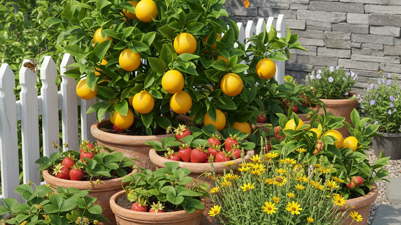 Model Kebun Buah Mini 2 Jenis Pohon. AI