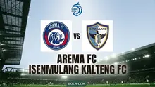 Ilustrasi Arema FC Vs Isenmulang FC. (Bola.com/AI)
