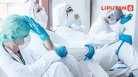 Ilustrasi para tenaga medis kelelahan perangi pandemi covid-19 (Liputan6.com / Abdillah)