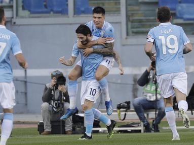 Kemenangan ini menggeser sementara posisi Juventus dan mengangkat Lazio ke posisi empat dengan 43 poin dari 23 pertandingan. (Foto: AP/Gregorio Borgia)