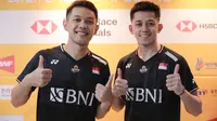 Pebulu tangkis ganda putra Indonesia Fajar Alfian/Muhammad Rian Ardianto lolos ke perempat final Korea Open 2023 setelah menang atas&nbsp;Lu Ching Yao/Ang Po Han dari Chinese Taipei&nbsp;21-19 dan 21-15 di Jinnam Stadium, Yeosu, Korea, Kamis (20/7/2023), Kamis (20/7). (foto: PBSI)