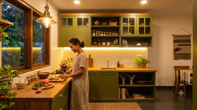 Inspirasi Dapur Bernuansa Olive Green yang Sedang Tren