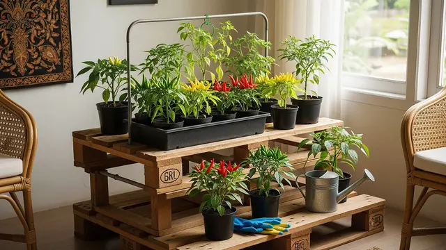 9 Desain Kebun Cabai di Meja Kayu Palet ala Kebun Mini, Estetis dan Fungsional