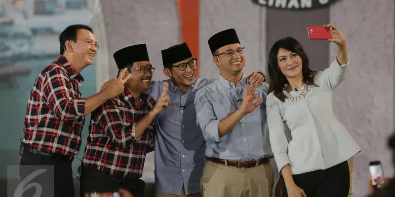 Keakraban Paslon Cagub dan Cawagub Usai Debat Pilkada DKI Jakarta 2017