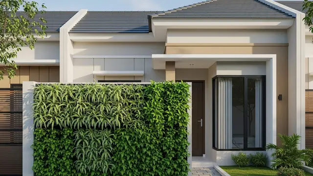 Desain Rumah Kecil dengan Tanaman Hias di Dinding
