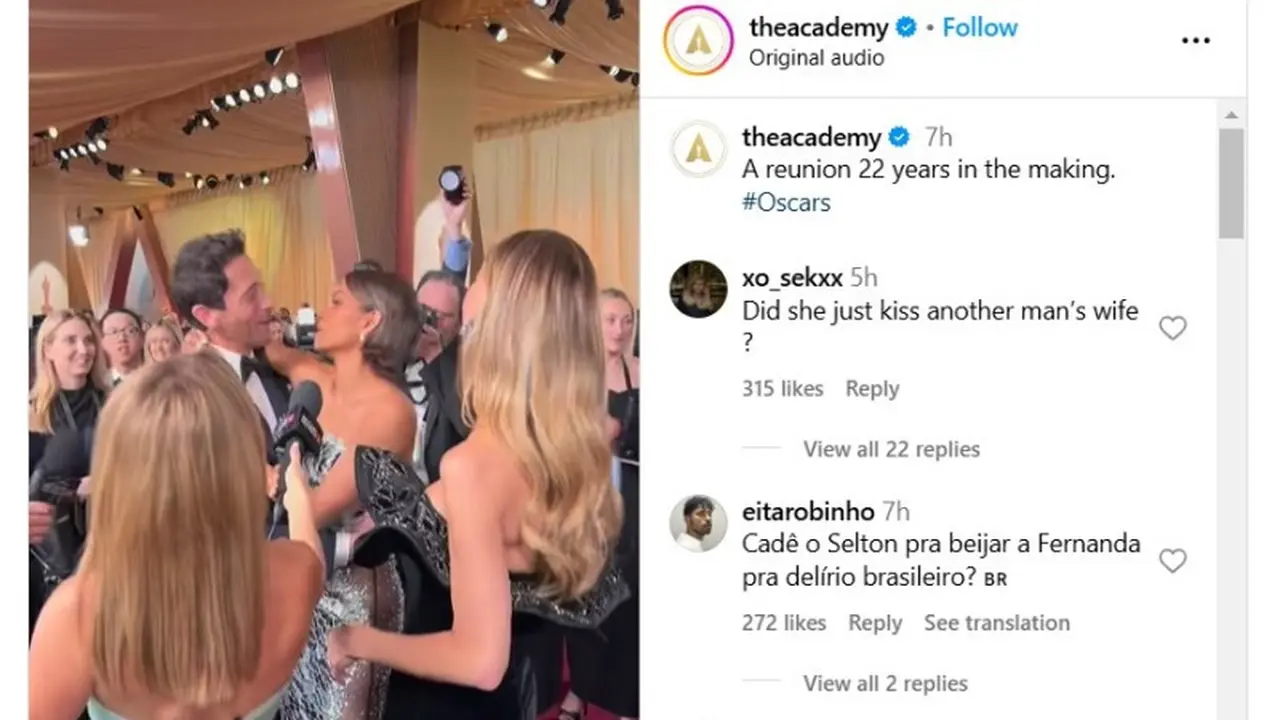 Reuni di Karpet Merah Oscar 2025, Halle Berry dan Adrien Brody Ulangi Momen Berciuman 22 Tahun Lalu.  foto: Instagram @theacademy
