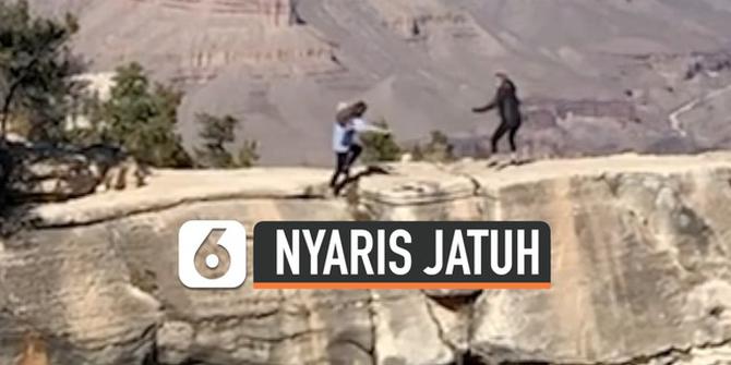 VIDEO: Terpeleset, Remaja Nyaris Jatuh dari Tebing Grand Canyon