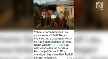 Yohanis Gama, bocah yang gagah berani memanjat tiang bendera saat upacara di Kabupaten Belu, NTT, mendapat beasiswa dari Telkom.