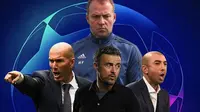 Liga Champions - Ilustrasi Pelatih Hans-Dieter Flick, Zidane, Luis Enrique, Di Matteo (Bola.com/Adreanus Titus)