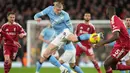 Hasil ini membuat Liverpool tertahan di peringkat keenam dengan 39 poin, sementara City kokoh di posisi kedua dengan 50 poin. (AP Photo/Jon Super)