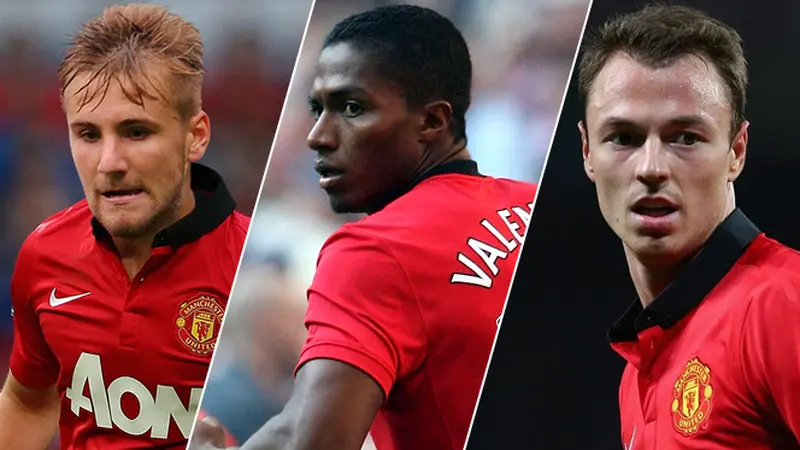 Luke Shaw, Antonio Valencia, dan Jonny Evans