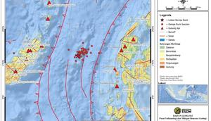 Peta kawasan rawan bencana gempa bumi dan lokasi bermagnitudo M 7,2 pada kedalaman 61 km berjarak 127 km sebelah tenggara Bitung, Kamis, 2 April 2026, pukul 05.48 WIB. (PVMBG Badan Geologi)