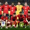 (Baris belakang kiri ke kanan) Timnas  Inggris, Dominic Solanke, bek Harry Maguire, Djed Spence, James Trafford dan James Garner, (baris depan kiri ke kanan), Fikayo Tomori, Jordan Henderson, Phil Foden, Marcus Rashford, Tino Livramento, dan Noni Madueke berpose untuk foto tim menjelang pertandingan persahabatan internasional antara Inggris dan Uruguay di Stadion Wembley, London barat, pada 28 Maret 2026. (Henry Nicholls/AFP)