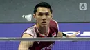 Setelah sempat dikendalikan lawan saat gim pembuka, Jonatan Christie berhasil membalikkan keadaan dengan memimpin dan mengamankan gim kedua dengan keunggulan 21-11. (Liputan6.com/Herman Zakharia)