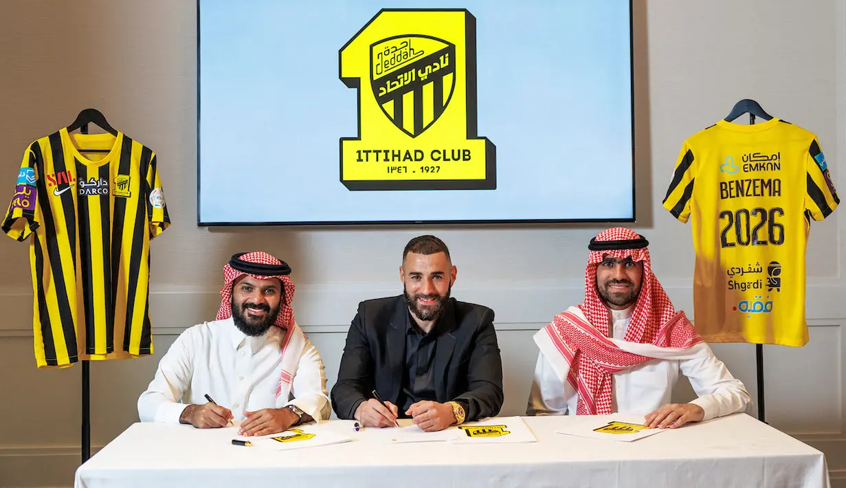 Benzema kabarnya digaji 200 juta euro atau sekitar Rp 3,1 triliun per tahun.  (AFP/Liga Pro Saudi/jorge ferrari)