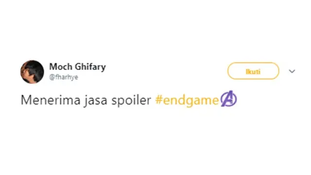 Spoiler Endgame (Sumber: Twitter/@fharhye)