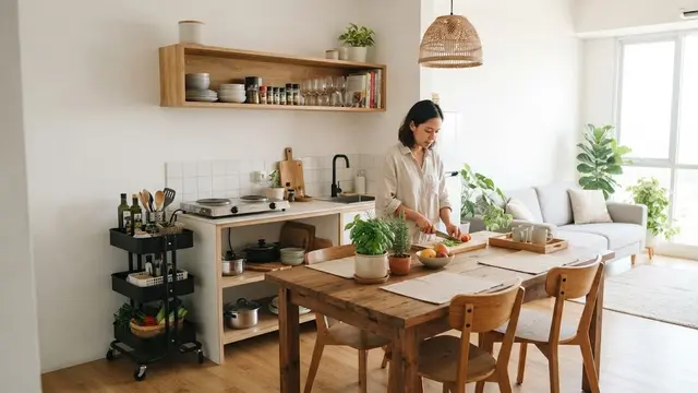 Desain Open Space Menyatu dengan Ruang Makan (AI Generated)