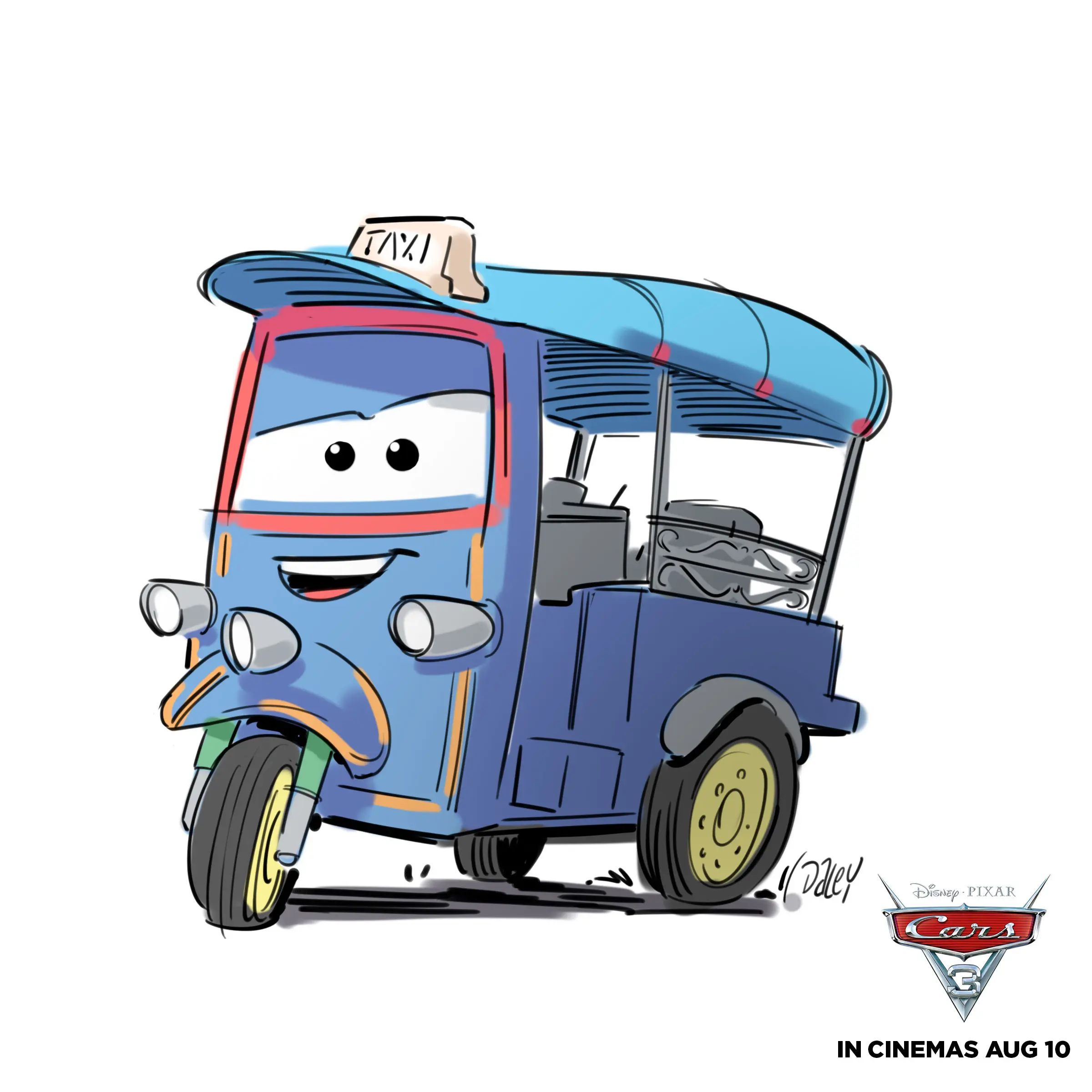 Tuk Tuk menjadi karakter Cars karya Michael Daley. (Pixar / Disney)