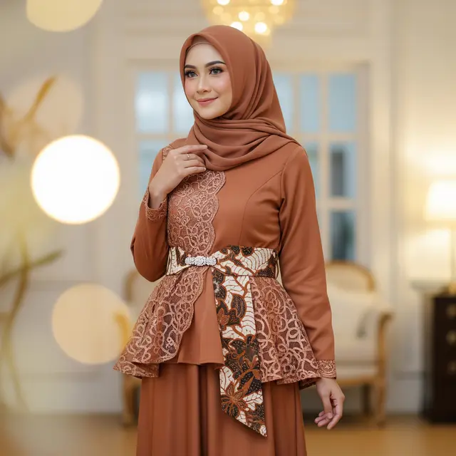Model Gamis Batik Brokat Warna Bold (Gemini AI)