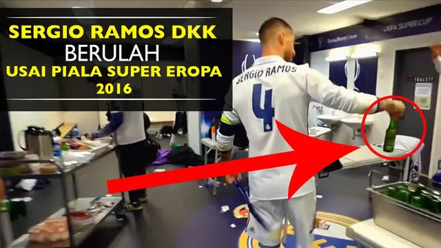 Video Sergio Ramos dan para pemain Real Madrid berulah di Ruang Ganti Pemain untuk meluapkan kemenangan Piala Super Eropa 2016.