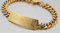 Desain Gelang Emas Kuning Model Curb Kombinasi Motif Bunga Tampak Timeless (Sumber: gemini.com)