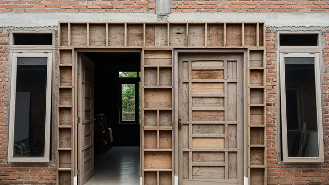 Desain Rumah Tumbuh dengan Pintu dari Papan Cor Bekas
