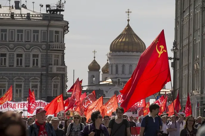 Perayaan Hari Buruh Dunia di Moscow, Rusia (AP)
