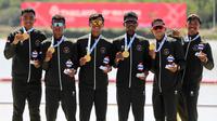 Tim dayung Indonesia sukses menyabet dua medali emas di SEA Games 2025 Thailand usai bertanding di The Royal Thai Navy Rowing and Canoeing Training Center, Rayong, pada Selasa (15/12/2025). (Foto: NOC Indonesia/Didik Setiawan)