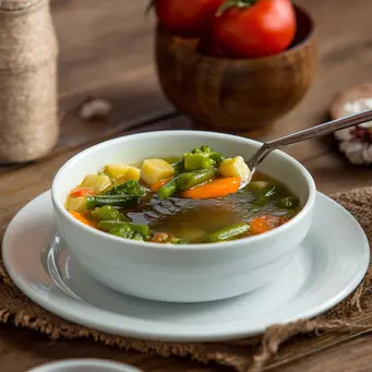 Selain kaya akan serat yang tinggi, soup sayur juga praktis untuk disajikan dan termasuk hidangan yang lezat serta menyehatkan. (Foto/dok: Freepik/KamranAydinov)