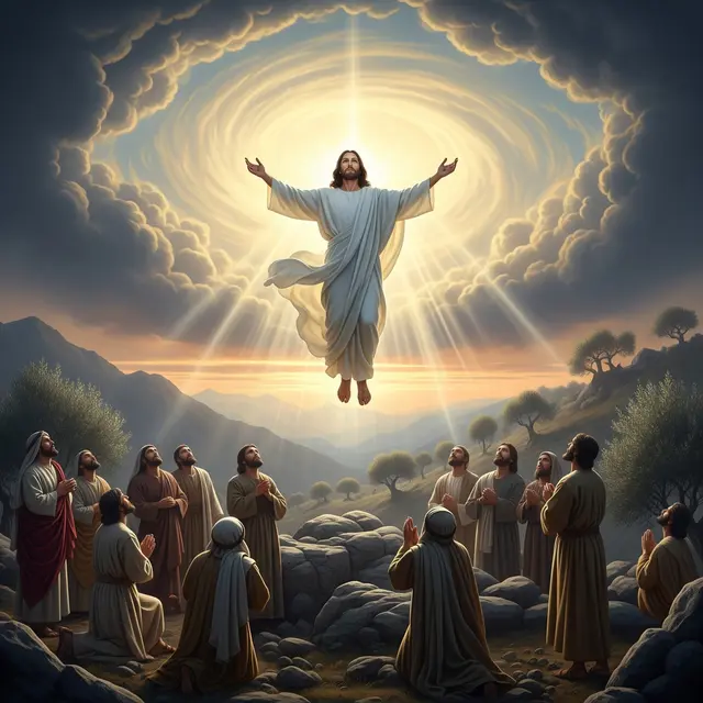 Background Kenaikan Yesus Kristus (Image by Gemini AI)