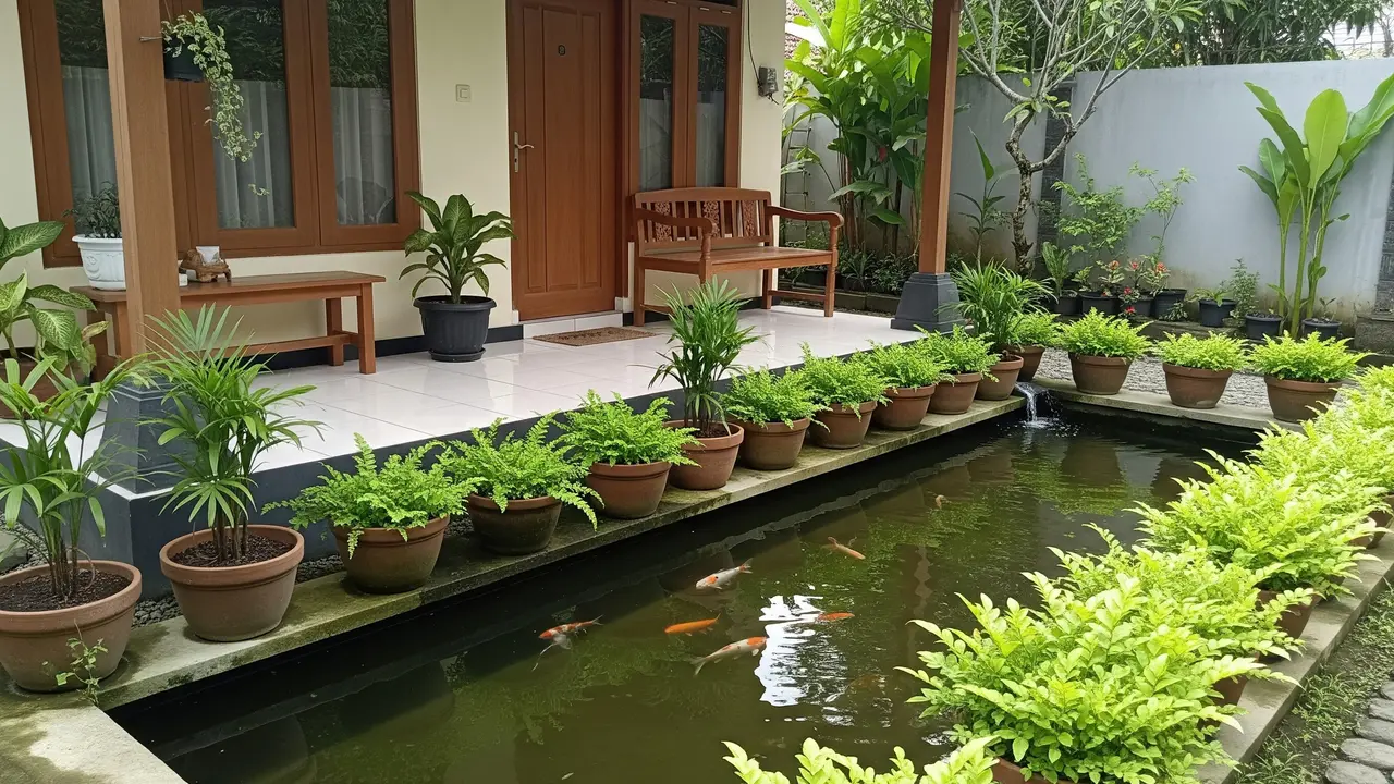 Model Kolam Ikan Dangkal di Teras Rumah/Gemini AI