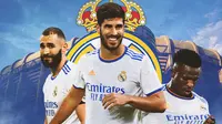 Real Madrid - Karim Benzema, Marco Asensio, Vinicius Junior (Bola.com/Adreanus Titus)