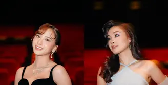 Zee JKT48 dan Caitlin Halderman tampil dengan gaya menawan di premier film Ancika. Meski sama-sama elegan, pemeran Ancika dan Milea hadirkan vibes glamor yang berbeda. [@jkt48.zee @caitlinhalderman]