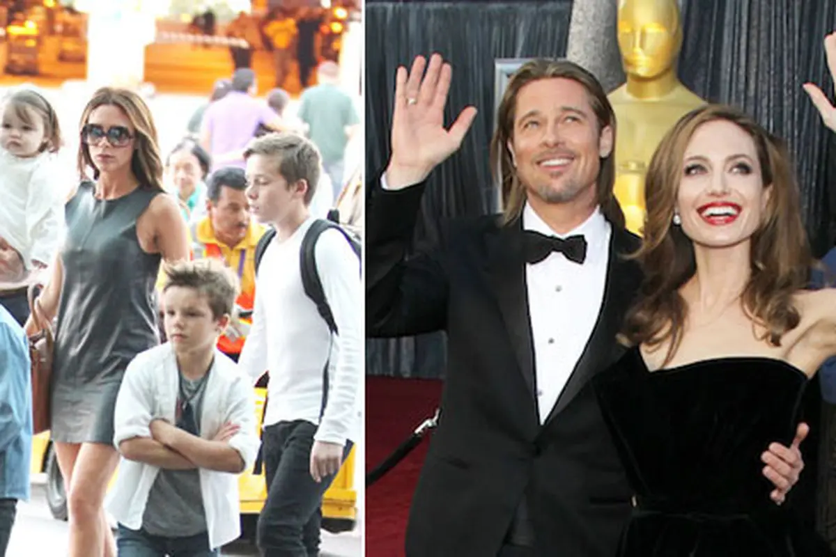 Keluarga David Beckham dan Brad Pitt | Foto: KMA dan shefinds.com