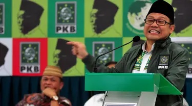 Ketua Umum PKB, Muhaimin Iskandar di peringatan Haul ke-5 KH Abdurrahman Wahid (Gus Dur), Jakarta, Selasa (23/12/2014). (Liputan6.com/Johan Tallo)