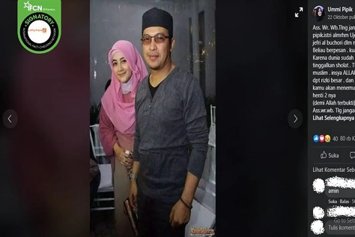 Gambar Tangkapan Layar Unggahan dari Akun Facebook Ummi Pipik (sumber: Facebook)