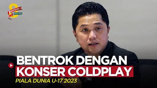 Berita video komentar Ketua Umum PSSI, Erick Thohir, terkait bentrok jadwal konser Coldplay dengan Piala Dunia U-17 2023 di Indonesia, Sabtu (24/6/2023).