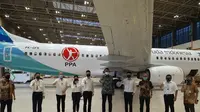 Perusahaan tambang PT Putra Perkasa Abadi (PPA), charter maskapai nasional Garuda Indonesia untuk kegiatan 7 ribu tenaga kerjanya. (Pramita/Liputan6.com)