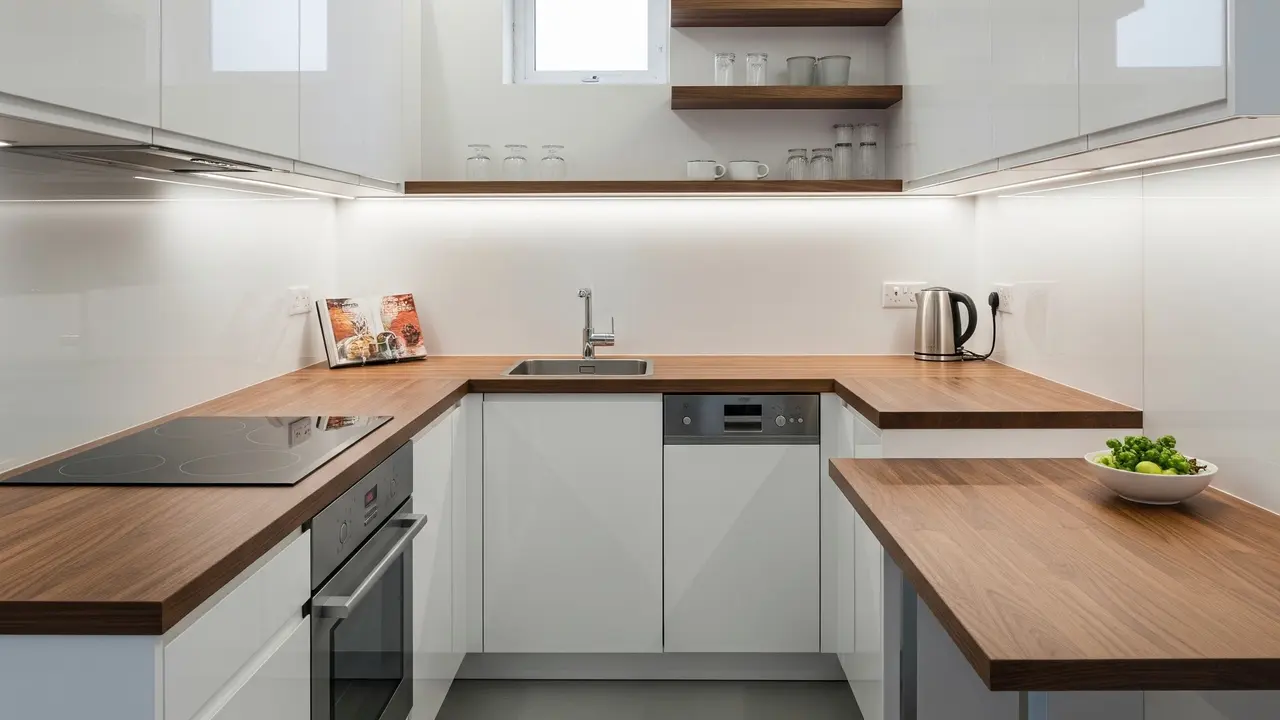 Dapur Minimalis 2x2 Meter Rumah Type 36 dengan Kombinasi Wood & White