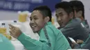 Gelandang Timnas Indonesia U-22, Evan Dimas, menghadiri acara pelepasan Timnas Indonesia U-22 di Makostrad, Jakarta, Kamis (10/8/2017). PSSI resmi melepas para atlet untuk berlaga di Sea Games 2017 Malaysia. (Bola.com/M Iqbal Ichsan)
