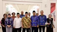 Menteri Sosial Saifullah Yusuf, Menteri Perencanaan Pembangunan Nasional (PPN) atau Badan Perencanaan Pembangunan Nasional (Bappenas) Rachmat Pambudy, Menteri Pendidikan Dasar dan Menengah (Dikdasmen) Abdul Mu'ti, serta Plt Kepala Badan Pusat Statistik (BPS), Amalia Adininggar Widyasanti di Kantor Bappenas, Jakarta, Senin (17/2/2025).